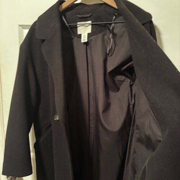 H & M Womens Black long pea coat - Picture 3 of 4